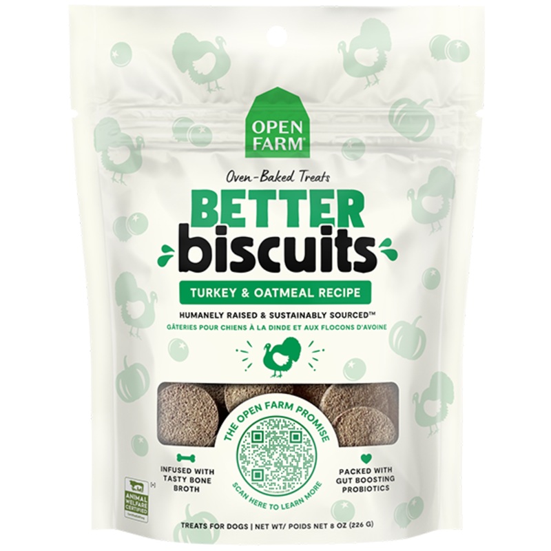 Open Farm Dog Treats Better Biscuits Turkey & Oatmeal 8 oz