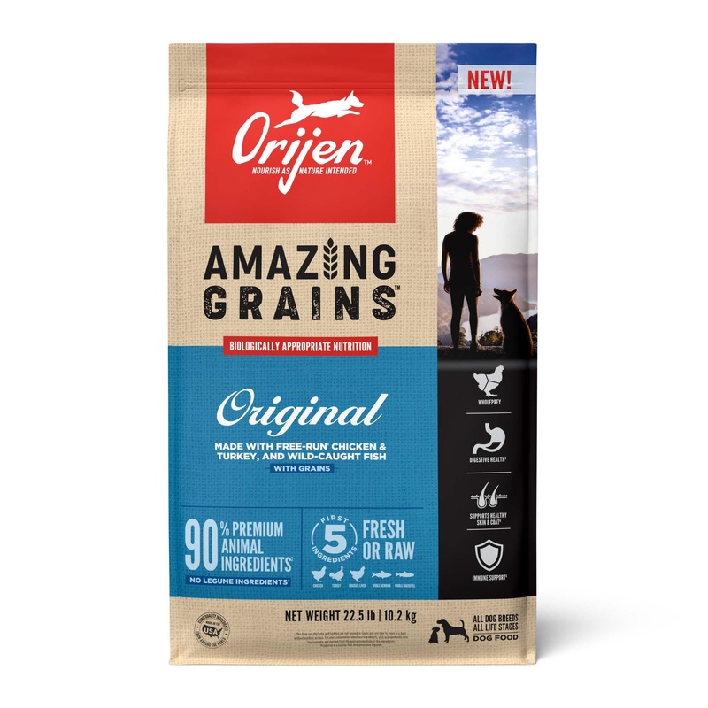 ORIJEN Amazing Grains Original High Protein Dry Dog Food, 22.5 lbs.