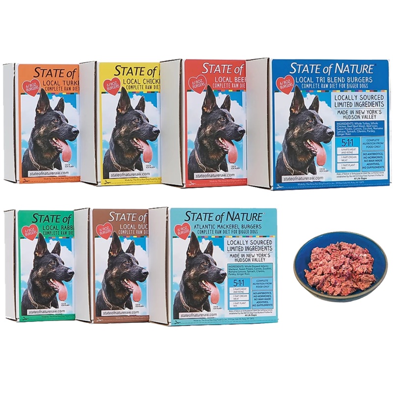 Sirius State of Nature Dog Burgers 8oz pack of 6 Turkey