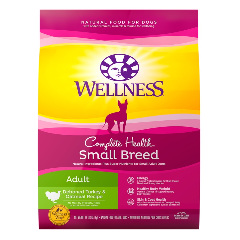 Wellness Complete Health Natural Dry Small Breed Dog Food Turkey & Oatmeal 12lb Bag