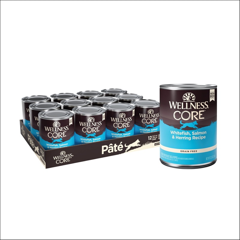 Wellness CORE Natural Wet Grain Free Canned Dog Food Whitefish Salmon & Herring 12.5oz Can