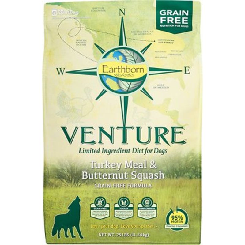Earthborn Holistic Venture Grain-Free Limited Ingredients Turkey & Butternut Squash Dry Dog Food  25 lb