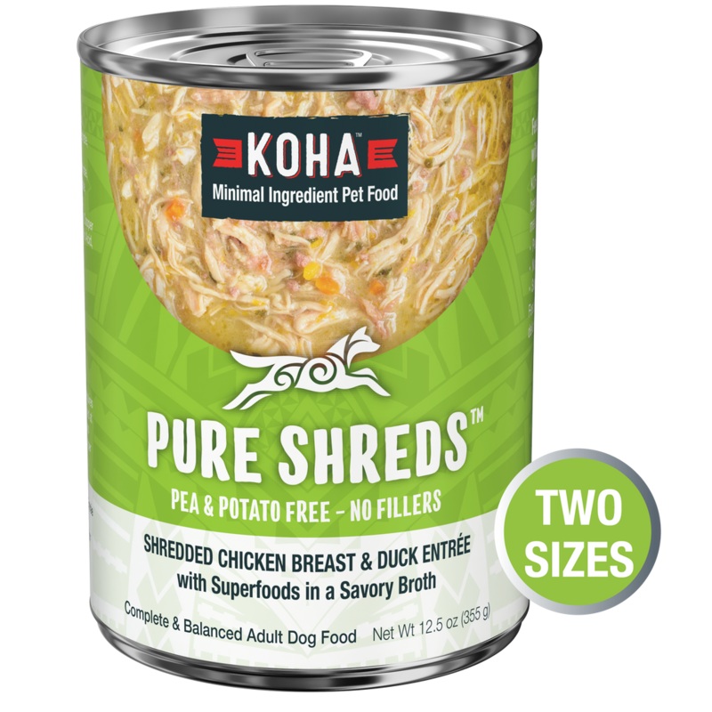 Koha Wet Dog Food 12.5oz Shredded  Chicken and Duck
