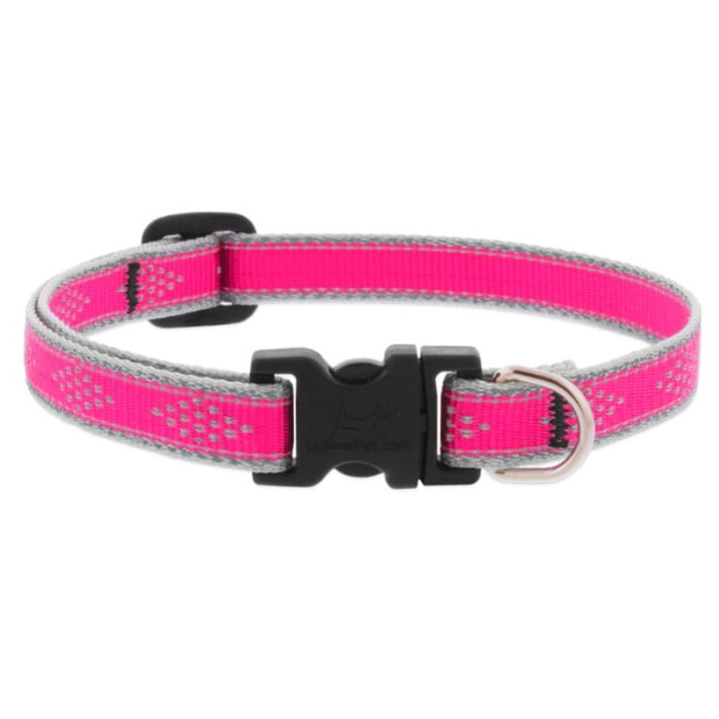 Lupine Pet Dog  1/2 In Wide 10-16 In Adjustable Collar Reflective Highlights Pink Diamond
