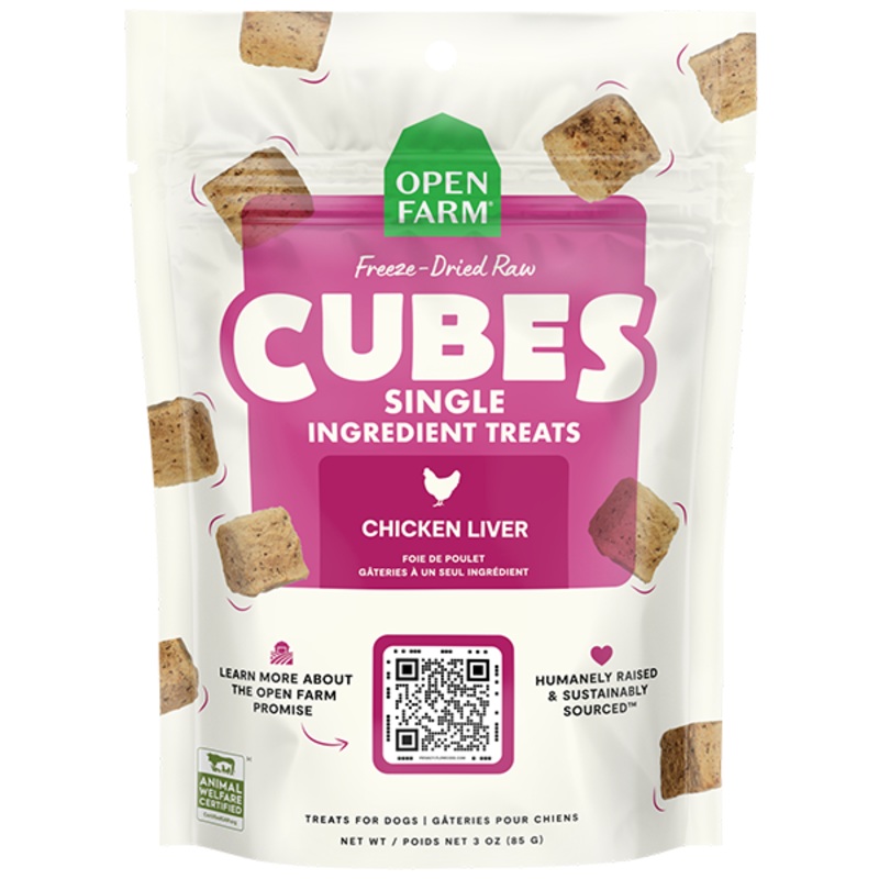 Open Farm Dog Treats FD Raw Cubes Chicken Liver 3 oz