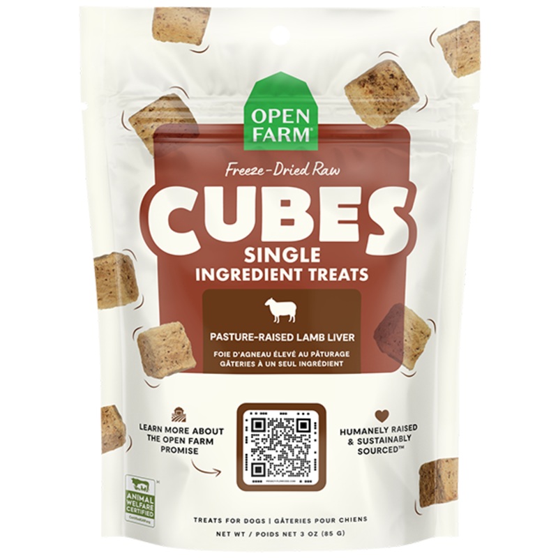 Open Farm Dog Treats FD Raw Cubes Lamb Liver 3 oz