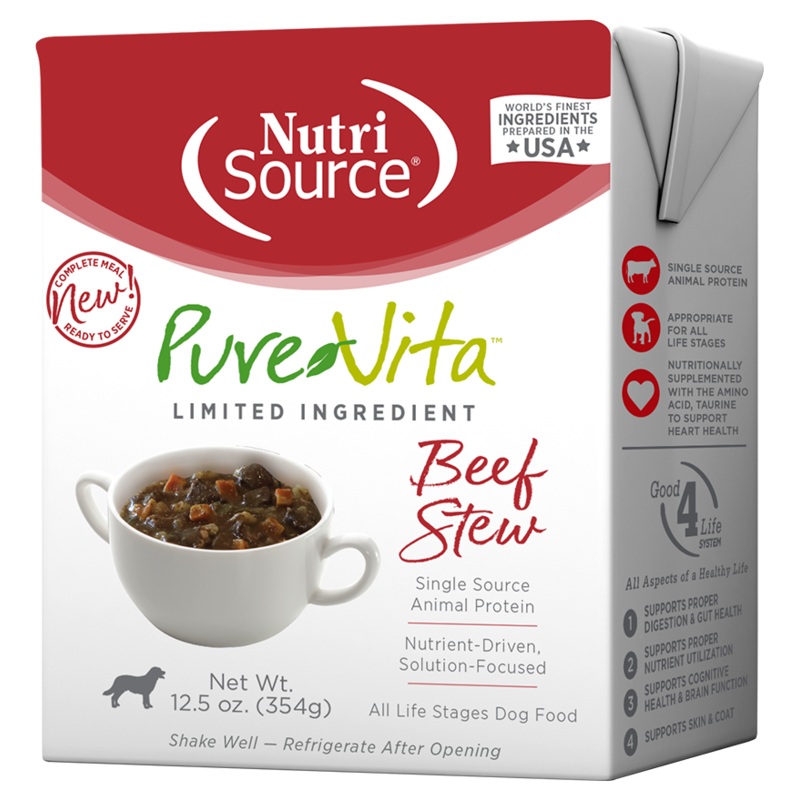 Pure Vita Wet Dog Food 12.5oz Grain Free Beef Stew