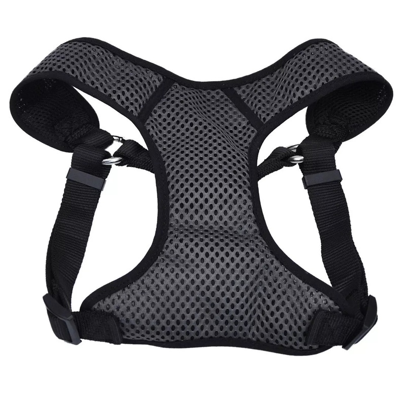 Coastal Comfort Soft Sport Wrap 1in Wide 28-36in Adjustable Dog Harness Grey with Black