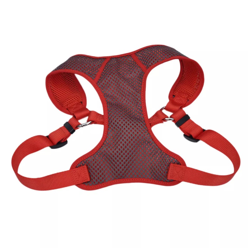 Coastal Comfort Soft Sport Wrap 1in Wide 28-36in Adjustable Dog Harness Grey with Red