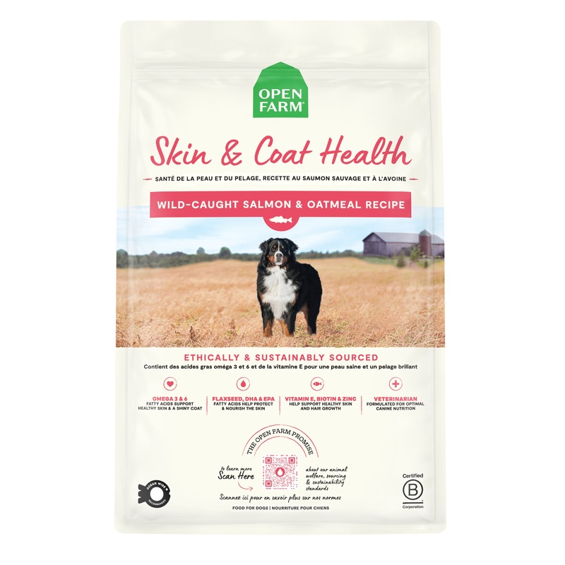 Open Farm Skin & Coat Health, Wild-Caught Salmon & Oatmeal Recipe Dry Dog Food 4 lb