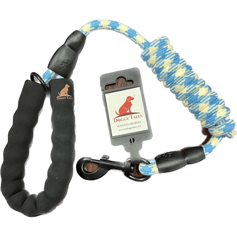Doggy Tales Braided Rope Leash  Blue & White 5ft