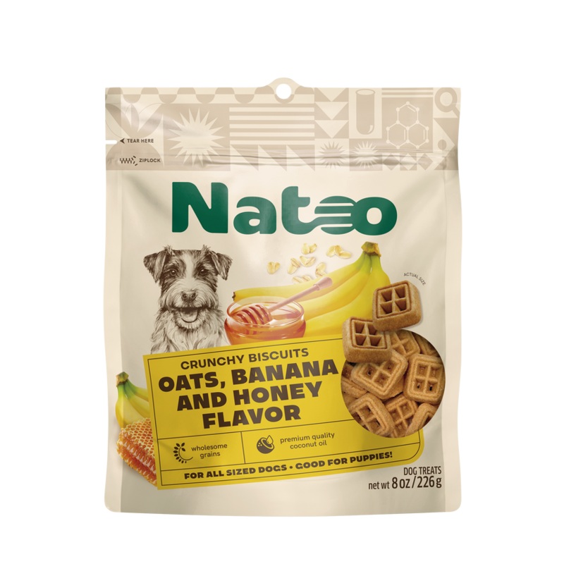 Natoo Crunchy Biscuits Oats, Banana and Honey Flavor 8oz Small