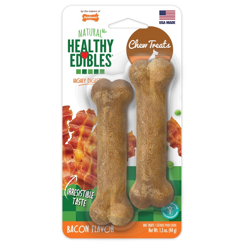 Nylabone Healthy Edibles All-Natural Long Lasting Bacon Chew Treats X-Small/Petite