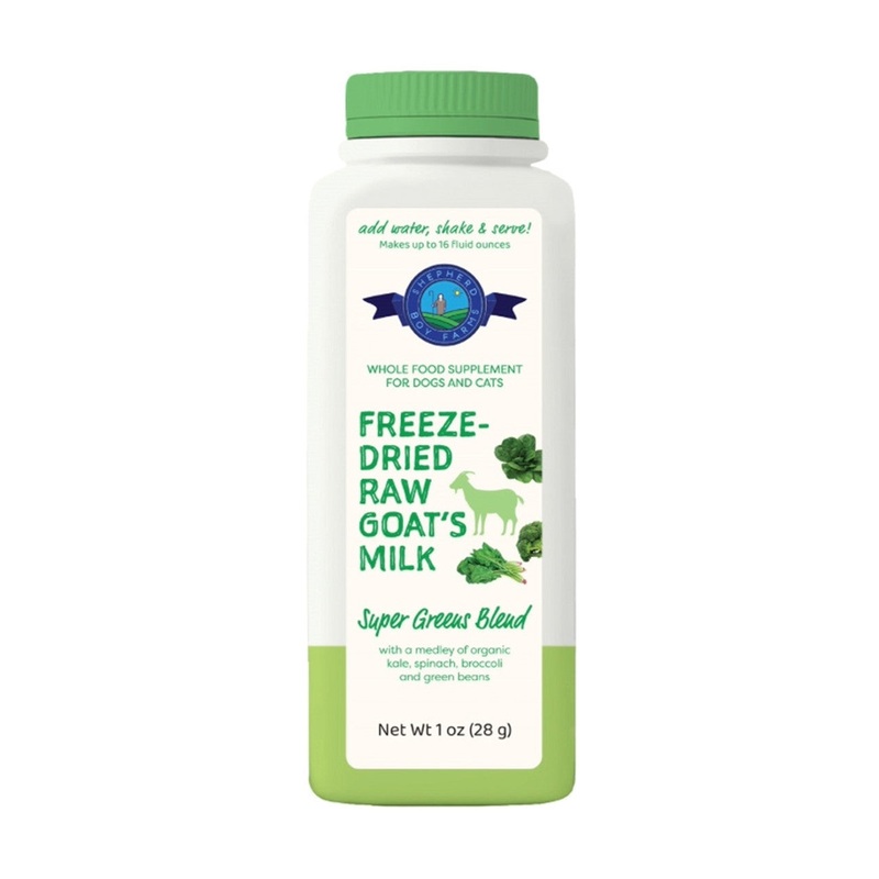 Shepherd Boy Farms Super Greens Blend Freeze-Dried Raw Goat's Milk for Dogs 1oz makes 16floz
