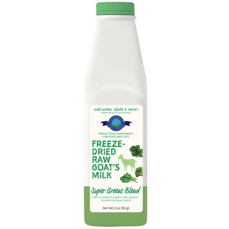 Shepherd Boy Farms Super Greens Blend Freeze-Dried Raw Goat's Milk for Dogs 2oz makes 32floz