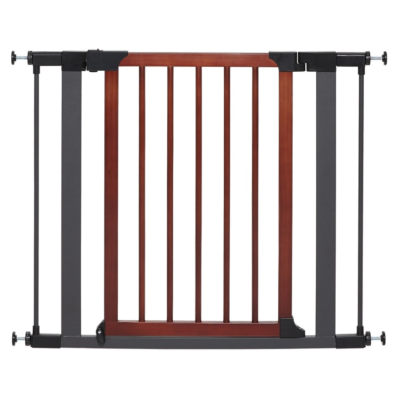 Mid West Steel Pet Gate with Decorative Wood Door 29 Inch