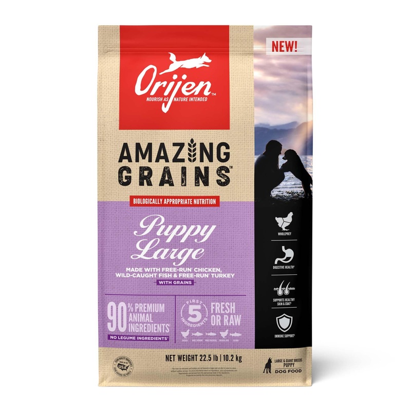 ORIJEN Amazing Grains High Protein Large Breed Dry Puppy Food, 22.5 lbs.