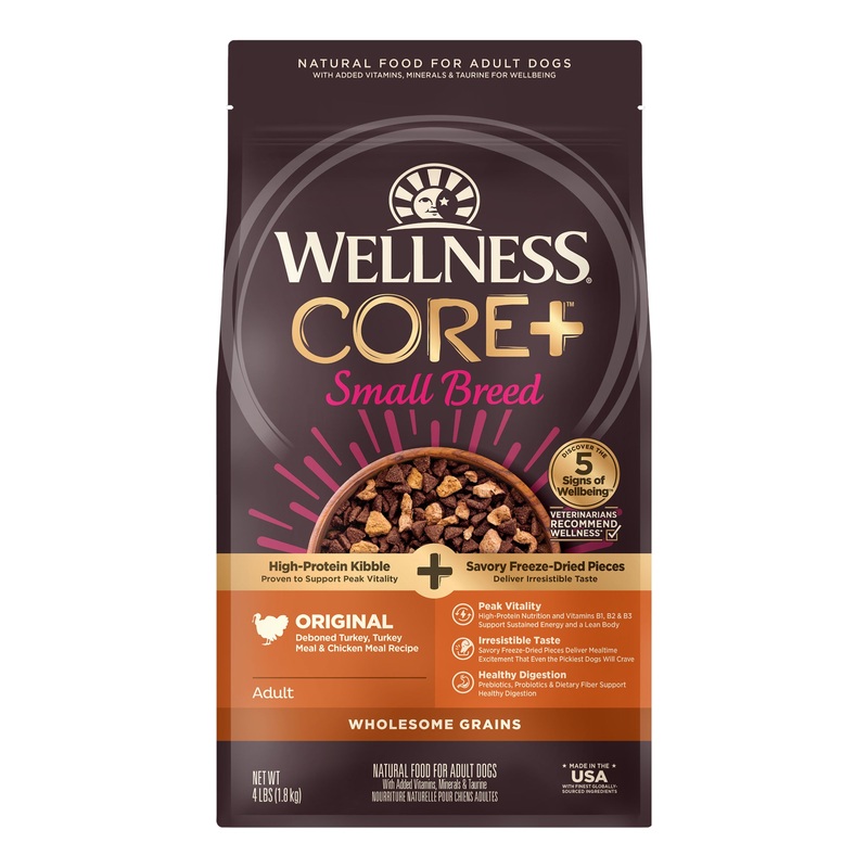 Wellness CORE+ Grained Dry Dog Food  Small Breed Original Recipe 4lb Bag