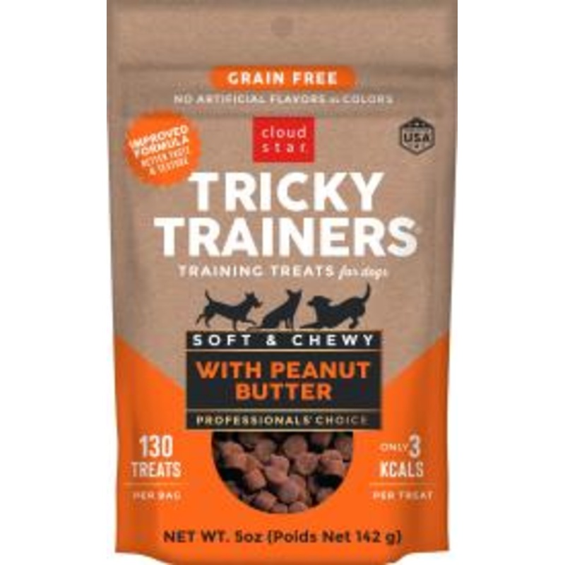 Cloud Star Tricky Trainers Soft & Chewy Grain Free Dog Treats, Peanut Butter, 5 oz. Pouch