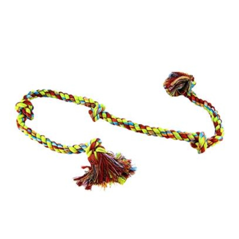 Mammoth Flossy Chews Poly Cotton 5 Knot Rope Tug Dog Toy