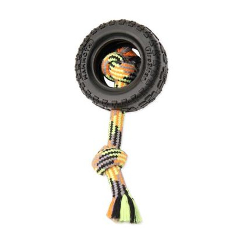 Mammoth Tirebiter II Rubber Tire Dog Toy with Rope  Medium  5
