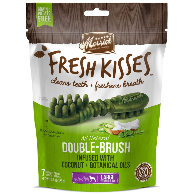 Merrick Fresh Kisses Dog Dental Treats  Coconut Plus Botanical Oils Recipe  Dog Treats for Large Breeds Over 50 Lbs - 7 ct. Bag