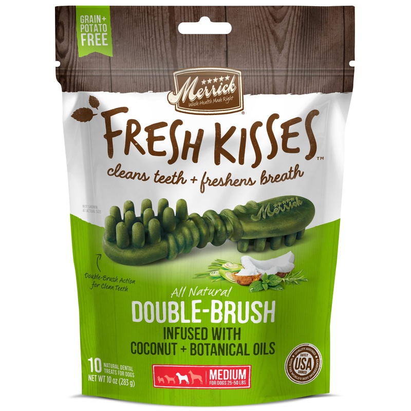 Merrick Fresh Kisses Dog Dental Treats  Coconut Plus Botanical Oils Recipe  Dog Treats for Medium Breeds 25-50 Lbs - 10 ct. Bag