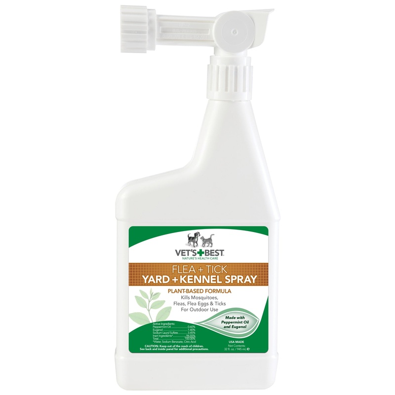 Vet s Best Flea and Tick Yard and Kennel Spray | Yard Treatment Spray Kills Mosquitoes  Fleas  and Ticks with Certified Natural Oils | Plant Safe with Ready-to-Use Hose Attachment | 32 Ounces