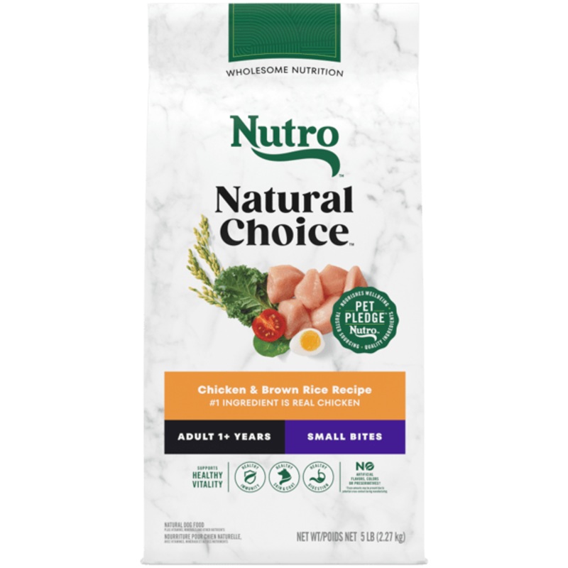 Nutro Natural Choice Dry Dog Food Adult Small Bites Chicken & Brown Rice Recipe 5lb bag