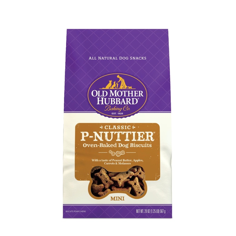 Old Mother Hubbard by Wellness Classic Crunchy P-Nuttier Biscuits Mini Oven Baked Carrot, Apple and Peanut Butter Flavor Dog Treats - 20oz