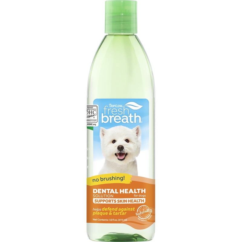 TropiClean Fresh Breath Dental Health Solution Supports Skin Health for Dogs, 16oz