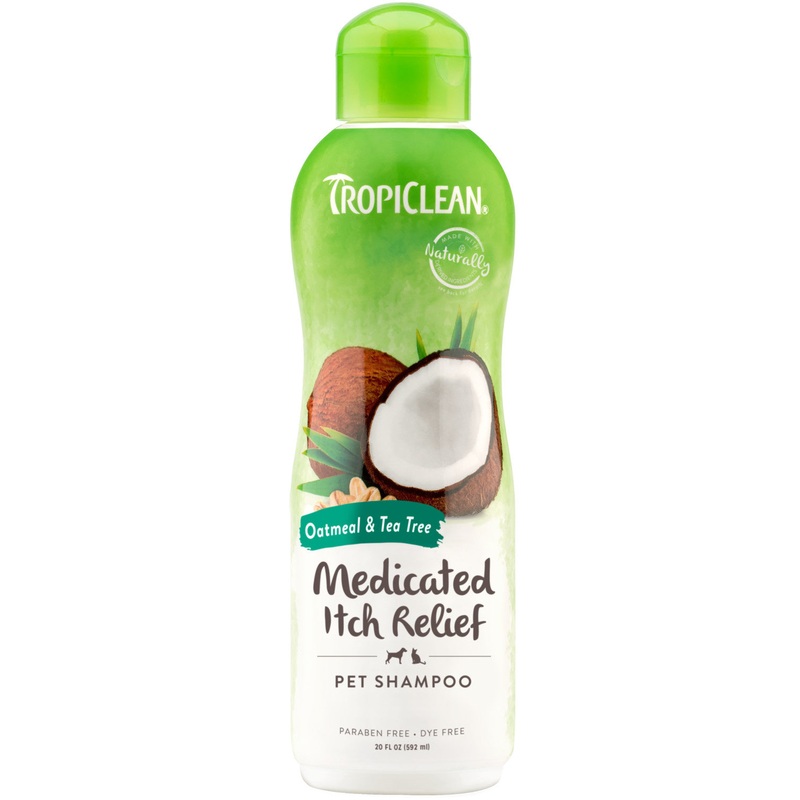 TropiClean Oatmeal & Tea Tree Medicated Itch Relief Shampoo for Pets, 20oz