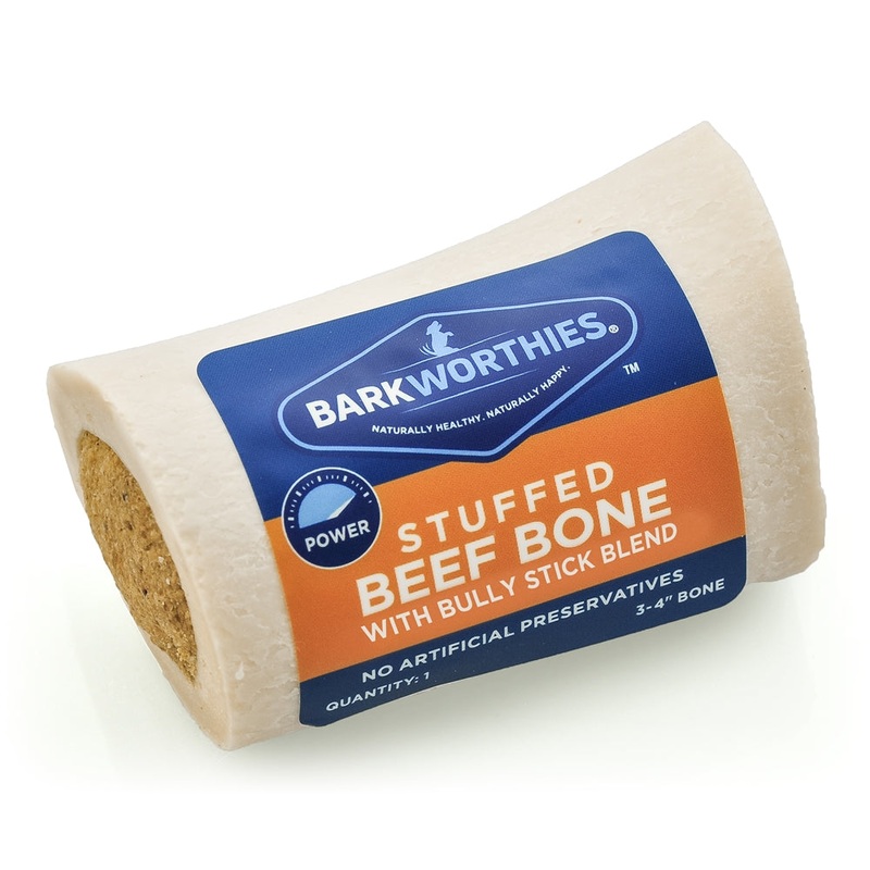 Barkworthies Bully Stuffed Beef Shin Bone Dog Treat  Free Ship[ping