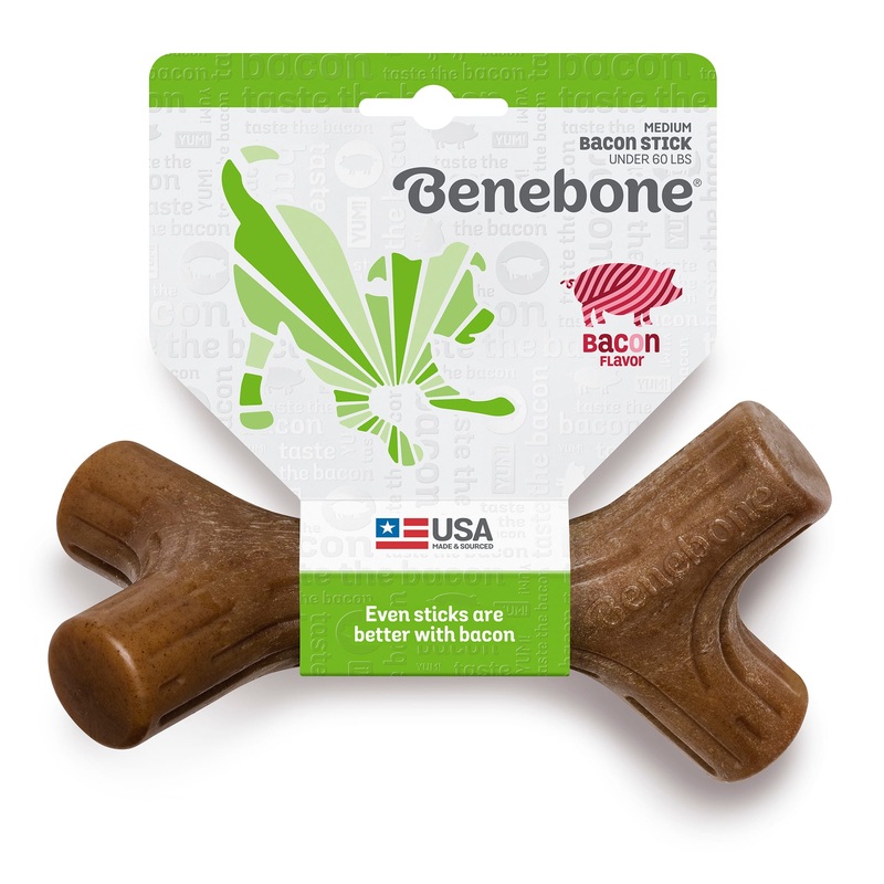 Benebone Bacon Stick Durable Dog Chew Toy  Medium