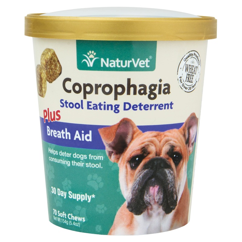 NaturVet Coprophagia Stool Eating Deterrent Plus Breath Aid  Deters Dogs from Consuming Stool  Enhanced with Breath Freshener  Enzymes & Probiotics - 70ct Soft Chew