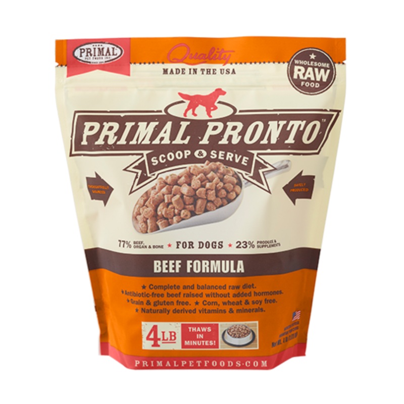 Primal Pet Foods Canine Beef Pronto Formula Dog Food, 0.75 Lb, Zip-seal Ba
