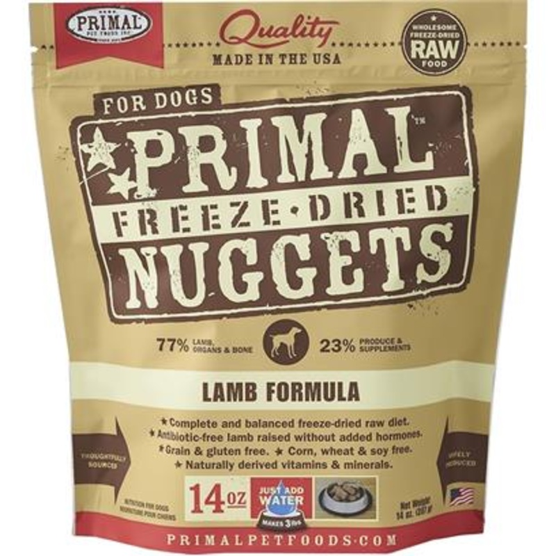 Primal Pet Foods Nuggets Grain-Free Lamb Formula Freeze-Dried Dog Food  14 oz