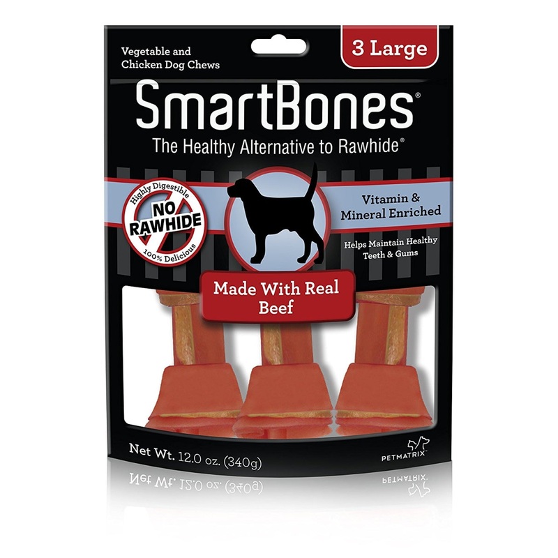 SmartBones Large Chews With Real Beef 3 Count  Rawhide-FreeChews For Dogs