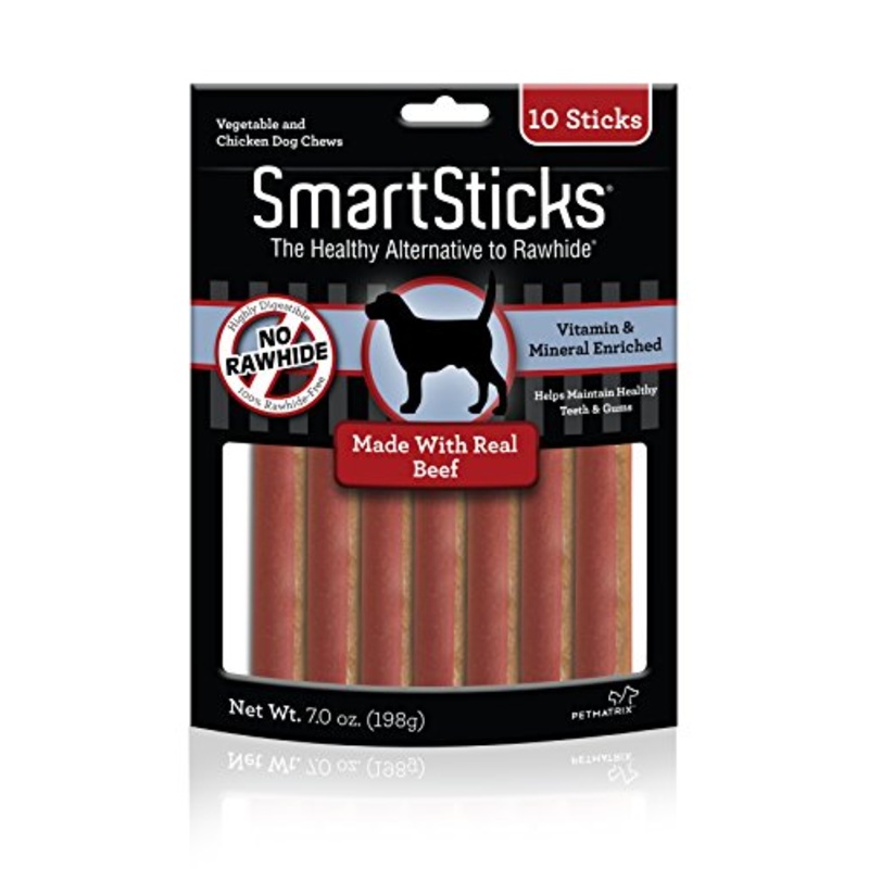 SmartBones SmartSticks with Real Beef 10 Count  Rawhide-Free Chews for Dogs