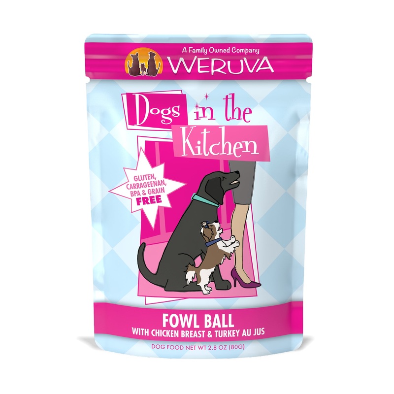 Weruva Dogs in the Kitchen 2.8oz Pouch Dog food Fowl Ball with Chicken Breast & Turkey