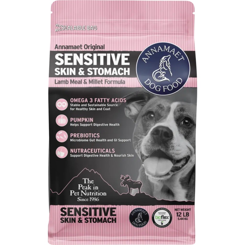 Annamaet Sensitive Skin and Stomach Dry Dog food Lamb and Millet Formula 12lb