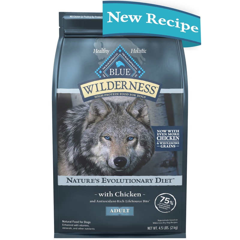 Blue Buffalo Wilderness High Protein Natural Adult Dry Dog Food plus Wholesome Grains  Chicken 4.5 lb bag