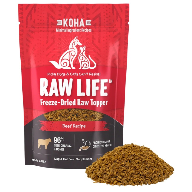 Koha Grain Free Raw Freeze Dried Topper Beef Dog & Cat Food - 8 oz