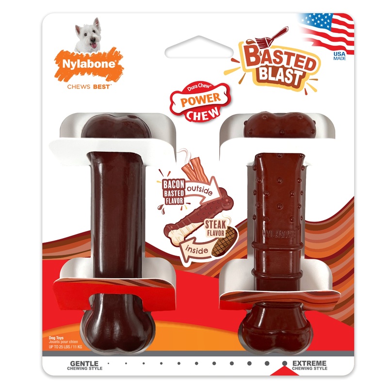 Nylabone Power Chew Basted Blast Dual Flavored Dog Chew Toys Small/Regular