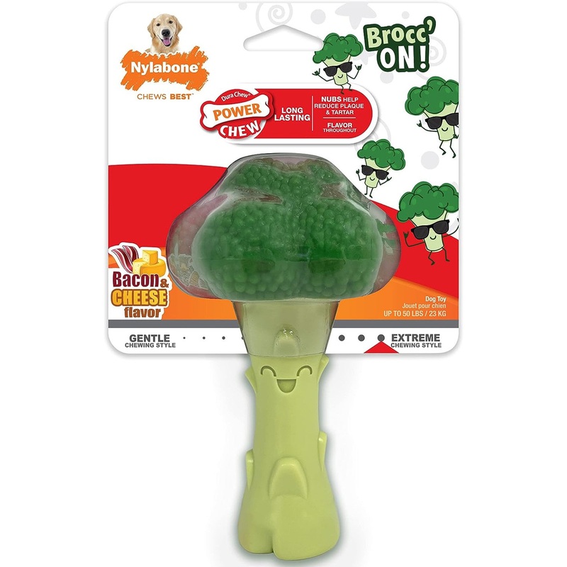Nylabone Power Chew Broccoli Dog Toy Bacon & Cheese Broccoli Large/Giant