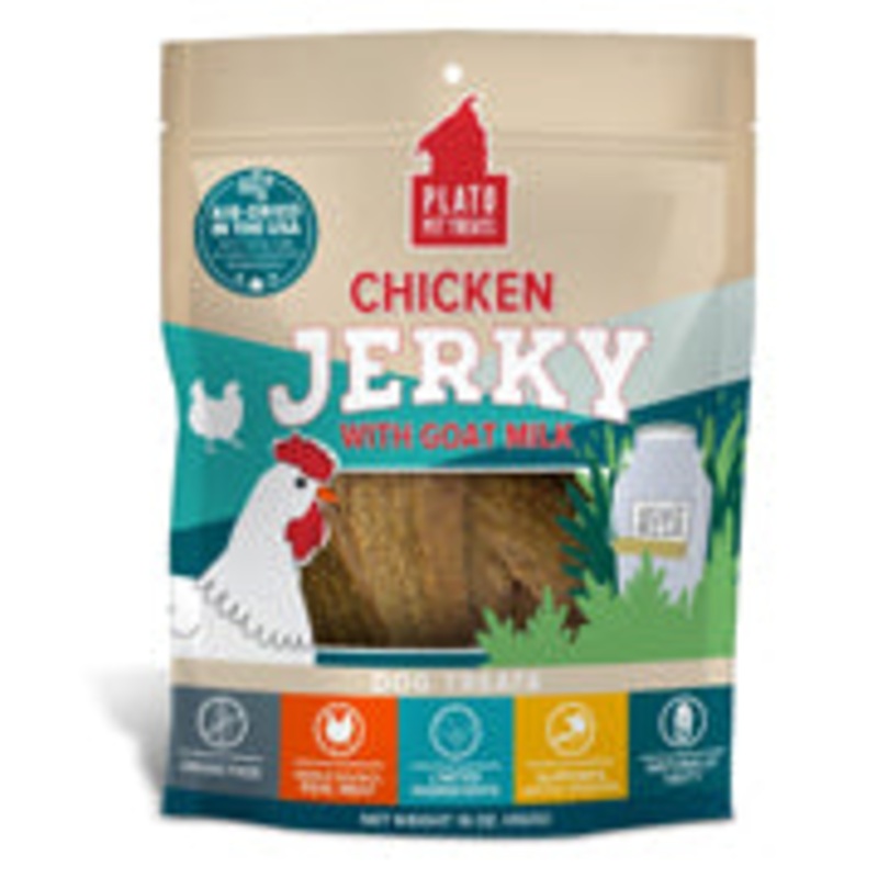 PLATO Chicken Jerky Dog Treats - Real Meat - Air Dried - Made in The USA - Grain Free - Chicken Jerky with Goat's Milk, 16 Ounces (B0BG5ZNTGW)