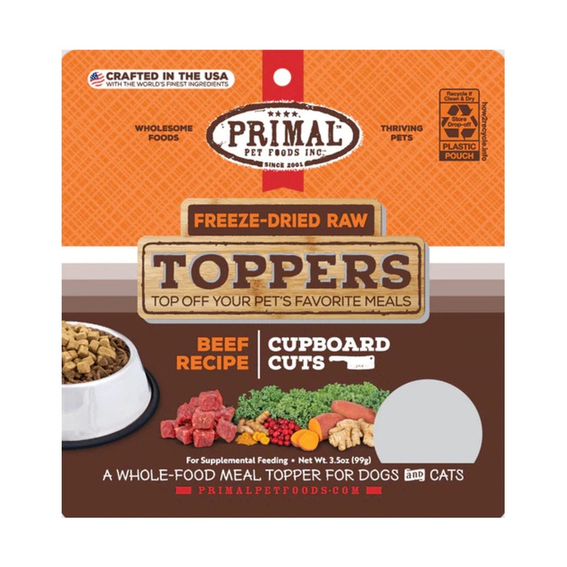 Primal Cupboard Cuts Freeze Dried Raw Dog Food Topper Beef, 3.5 oz - Dog & Cat Food Topper and Meal Mixer