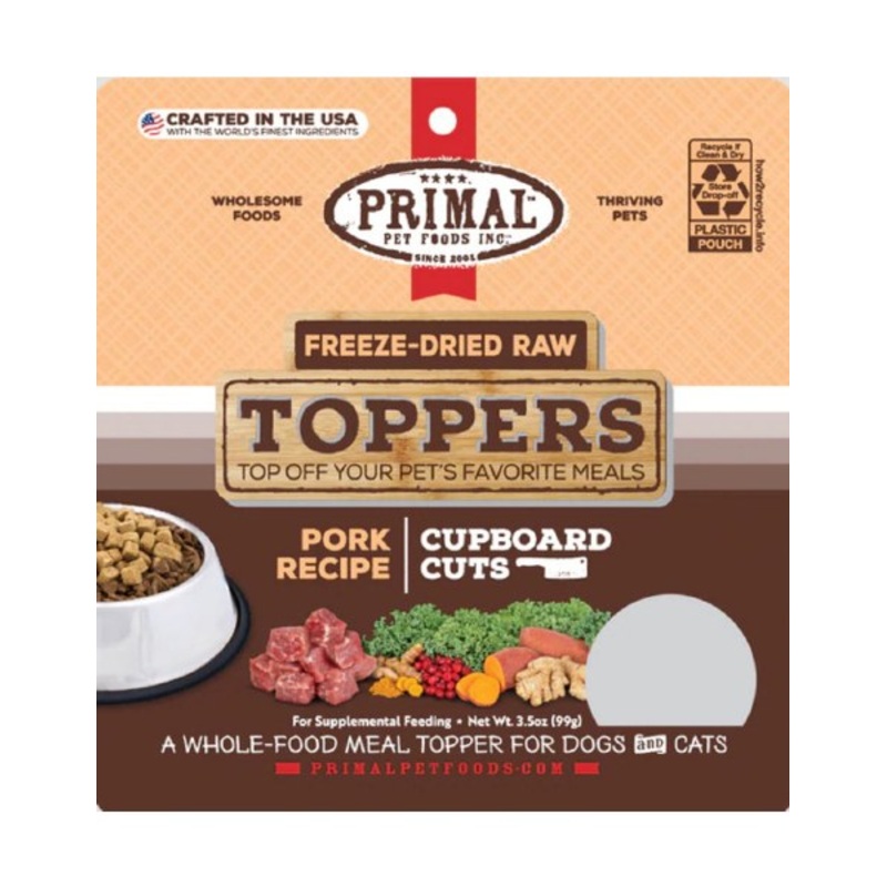Primal Cupboard Cuts Freeze Dried Raw Dog Food Topper Pork, 3.5 oz - Dog & Cat Food Topper and Meal Mixer