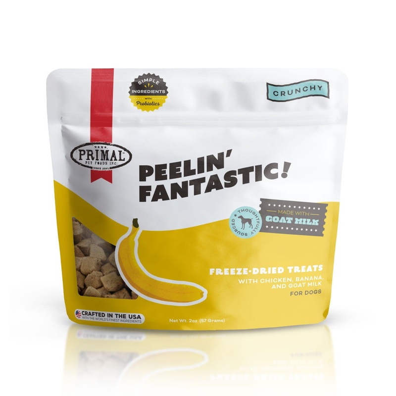 Primal Freeze Dried Chicken & Banana Dog Treats with Goat Milk, Peelin Fantasic Training Natural Treats Dogs, 2 oz