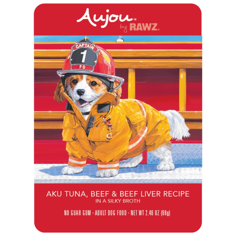 Rawz Wet Dog Food AuJus 2.5oz Aku Tuna Beef and Liver